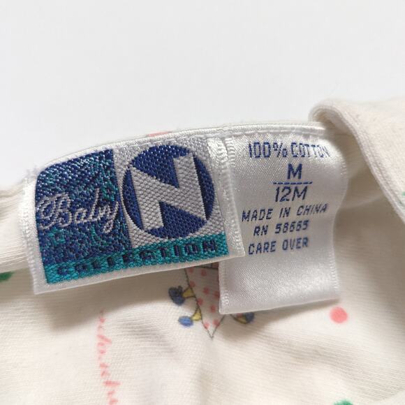 Vtg Baby N Overalls Baby Girls Sz 12m Cream Bunny Cute 90s Garden - Picture 6 of 6